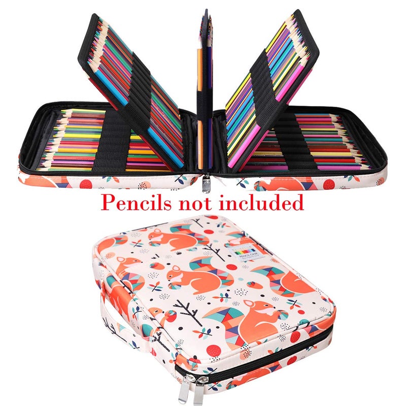 BOMKEE Coloring Pencil Case 220 Slots Pencils/Gel Pens Organizer Waterproof Travel Case Zipper Carrying Portable Pencil Markers Pen Holder Bag for Painter Writers (Squirrel) - Image 2